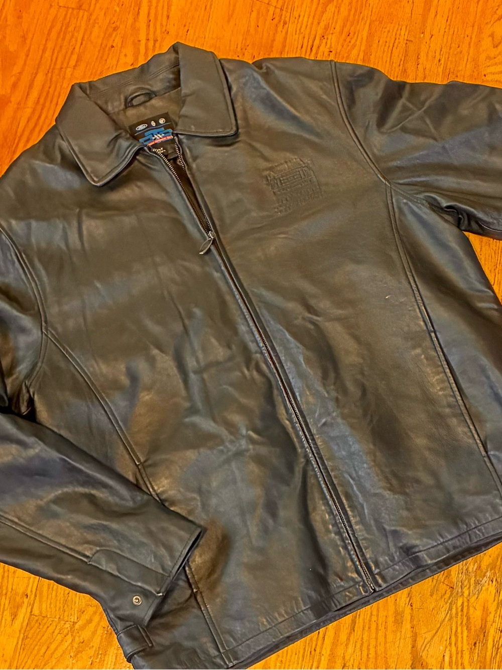 Men's Black Leather Jacket - Classic Zip Front